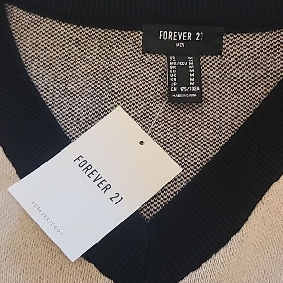Forever 21 Taupe & Black Argyle Preppy Cotton Sweater Vest Size M - Picture 13 of 14